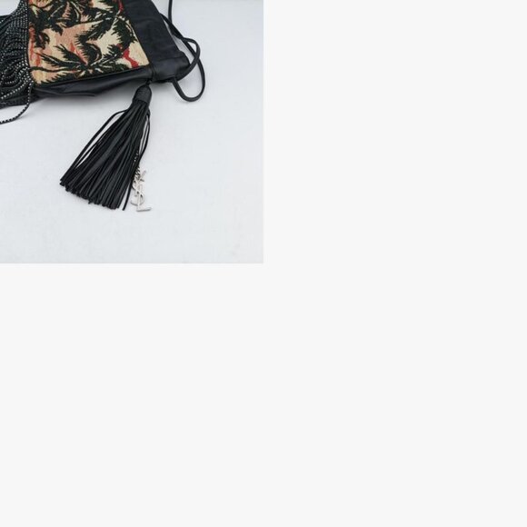 Saint Laurent Yves Helena Fringe Bucket Multicolor Canvas Shoulder Bag - Picture 10 of 10